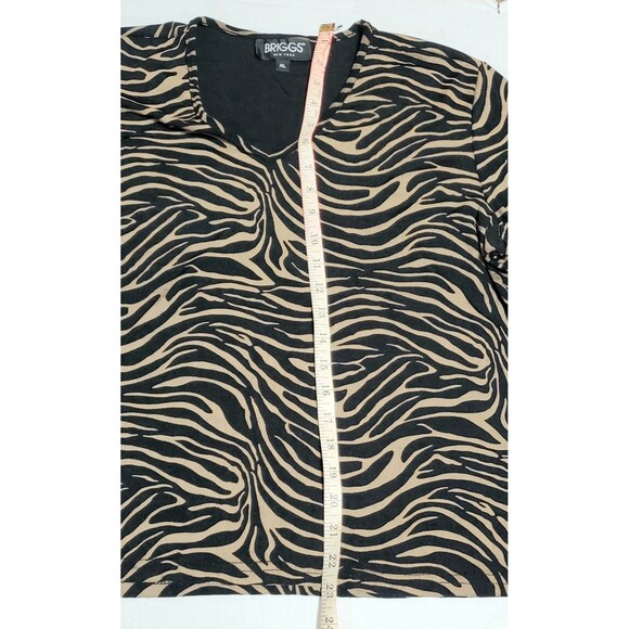 Briggs New York XL Zebra Print V-Neck Top Brown Black 3/4 Sleeve Chic. - Picture 9 of 10